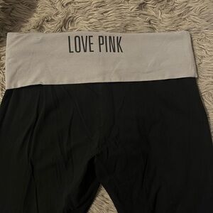 PINK Victoria's Secret Fold Over Black Leggings